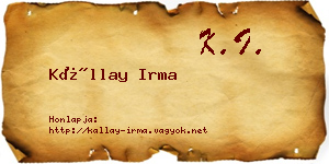 Kállay Irma névjegykártya